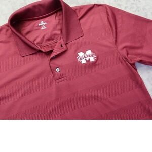 Mississippi State University Polo Shirt Size L Bulldogs Maroon